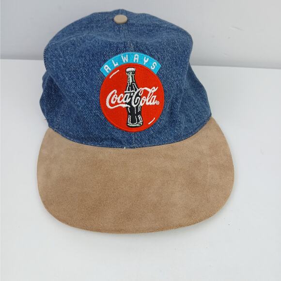 Coca Cola Brand Vintage "Always Coca Cola" Trucker Hat Denim & Leather Unisex - Picture 4 of 8